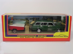 VAZ-2104 Lada green with trailer Skif-M red-white Agat Mossar Tantal 1:43