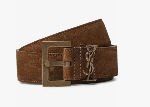 Ремень SAINT LAURENT из замши с пряжкой CASSANDRE