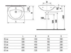 УМЫВАЛЬНИК JIKA LYRA PLUS 65х52