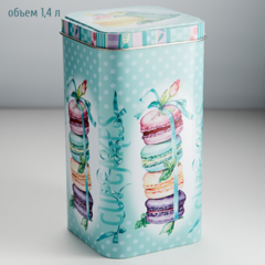 Банка жестяная для сыпучих продуктов Десерт мятный 1,4 л
