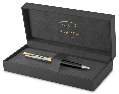 Ручка шариковая Parker Sonnet Premium 2021, K537, Metal & Black Lacquer GT (2119787)