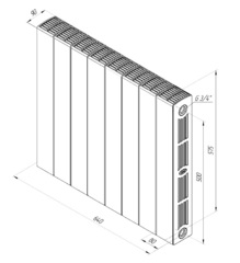 Rifar SUPReMO Ventil 500 антрацит, 8 секций - радиатор с подключением нижним (правым)