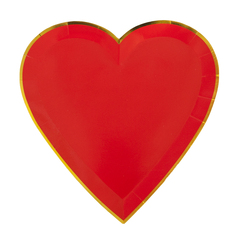 Тарелки фигурные, Сердце, Красный, 23 см, 6 шт.