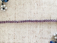 Бусины граненые Биконус стекло на леске, р. 4х4 мм, отверстие 1 мм, ~105 бусин*10 нитей, тёмная сирень