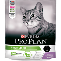 Purina Pro Plan Sterilised Сухой корм для стерилизованных кошек с индейкой, 200 г