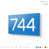 Номер на дверь 744, табличка на дверь для офиса, квартиры, кабинета, аудитории, склада, голубая 120х70 мм, Айдентика Технолоджи