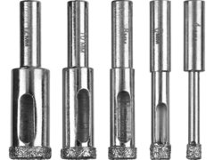 ЗУБР (d 4, 6, 8, 10, 12 мм, Р60), Набор алмазных трубчатых сверл с кондуктором, Профессионал (29851-H6)