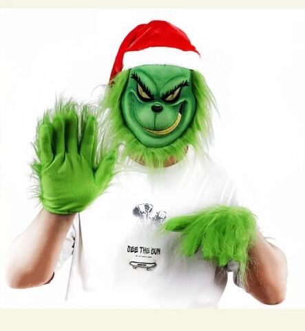 Гринч карнавальная маска с перчатками