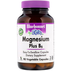 Bluebonnet Nutrition, Магний плюс B6, 90 растительных капсул