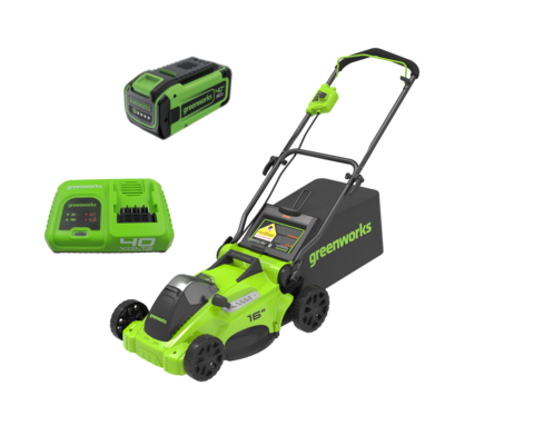 Аккумуляторная газонокосилка Greenworks GD40LM16XK5, 40v, 41 см, (2517907U8B), с аккумулятором 8 А·ч и быстрым зарядным устройством