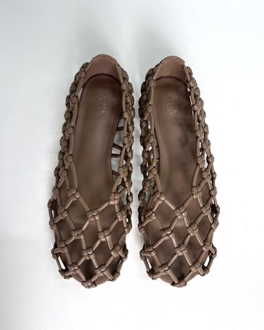 Балетки плетеные из натуральной кожи бежевый