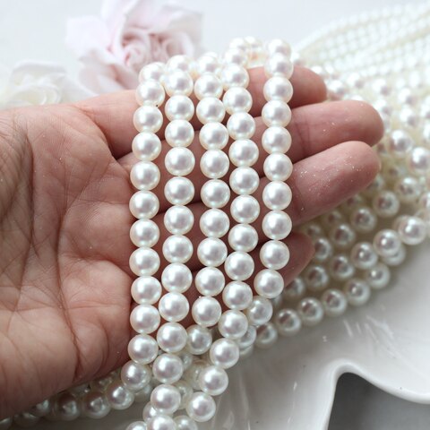 Майорка белый перламутр 8 мм, 1 нить, МА179