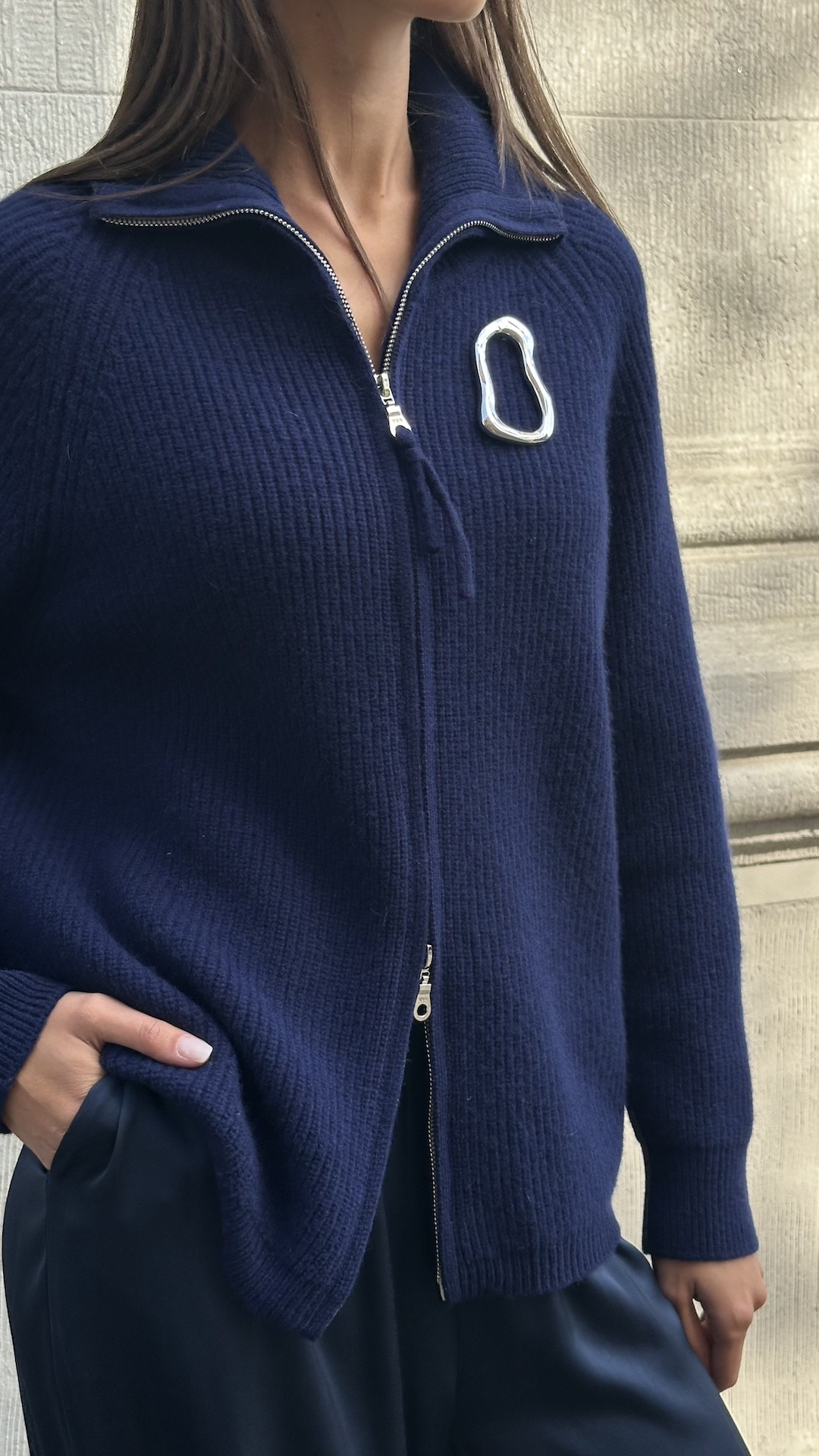 Кардиган на молнии связанный из 100% овечий шерсти