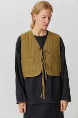 Жилет на двух завязках из вареного хлопка хаки