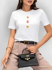 Футболка больших размеров с принтом цветок