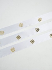 Лента Атласная (2,5см*23±1м), «Снежинки», Белая, 1 шт.