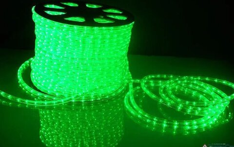 Дюралайт 100м диод круглый, диаметр 13мм, на 1метре 36 диодов, ЗЕЛЕНЫЙ, 3жилы, с евровилкой