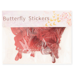 Наклейки Цветочные бабочки, Красный, 12 шт. / 8см-4шт., 10см-4шт., 12см-4шт.