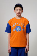 Футболка детская оранжево-синяя