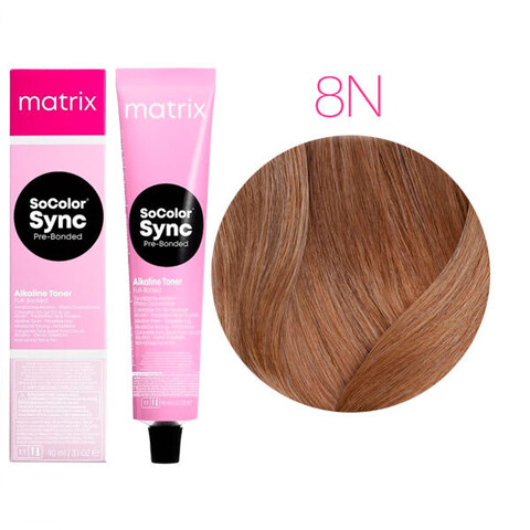 Matrix SoColor Sync Pre-Bonded 8N светлый блондин, тонирующая краска для волос без аммиака с бондером