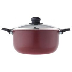 Кастрюля алюминий, антиприг, 4.5 л, с крыш, крышка стекло, кругл, Scovo, Эксперт, СЭ-008, бордо