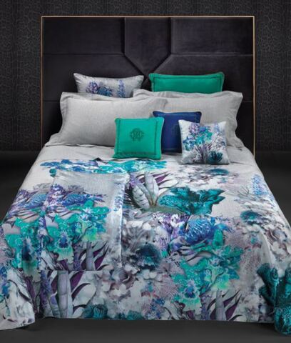 Постельное белье 2 спальное евро макси Roberto Cavalli Undersea blue 001