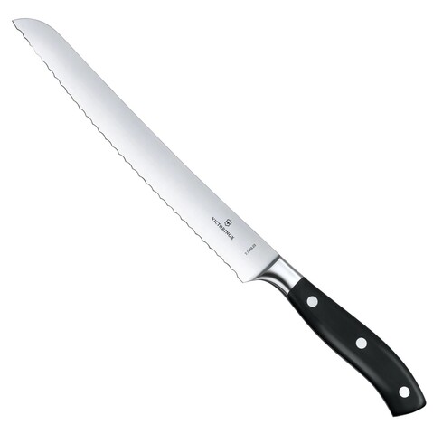 Кухонный нож Victorinox Grand Maître для хлеба и выпечки, серрейторное лезвие из кованой стали 23 см. (7.7433.23G) | Wenger-Victorinox.Ru