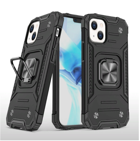 Противоударный чехол Strong Armour Case с кольцом для iPhone 14 (Черный)