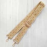 Ремень текстильный для сумки, 140х3,8 см, бежевая геометрия / золото