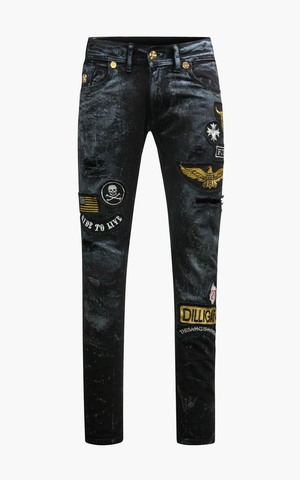 The Saints Sinphony | Джинсы мужские BIKER PATCH JEAN VINTAGE BLACK TSG432 перед