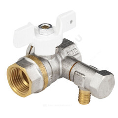 Кран шаровой латунь со спускником 1113 Standard никель Ду 15 Ру40 ВР G1/2" бабочка полнопроходной Aquasfera 1113-01