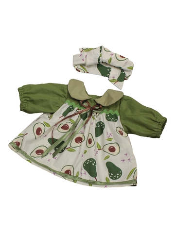 Платье с воротничком - Зеленый/авокадо. Одежда для кукол, пупсов и мягких игрушек.