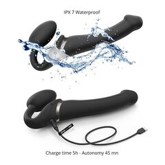 Черный безремневой вибрострапон Silicone Bendable Strap-On - size XL - 