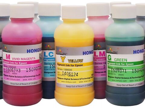 Набор пигментных чернил DCTec для Epson Pro 7700, 9700, T3000, T3200, T5000, T5200 - 11 цветов по 200 мл. Серия 198690