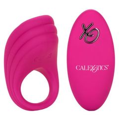 Розовое эрекционное виброкольцо с пультом Silicone Remote Pleasure Ring - 
