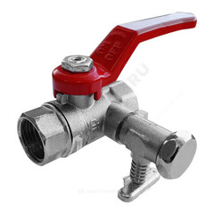 Кран шаровой латунь со спускником Ду 15 Ру40 ВР G1/2" рычаг полнопроходной со спускником РОС