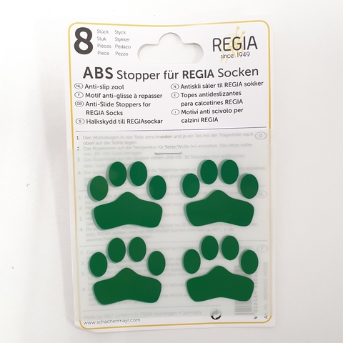 ABS-противоскользящие наклейки Regia для приклеивания к носкам, 8 наклеек в упаковке (зеленые лапки)