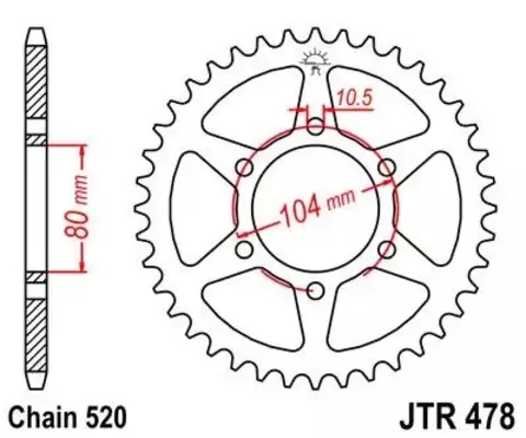 Звезда мотоциклетная JT JTR478.43