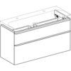 Шкафчик для раковины Geberit Smyle Square, с двумя выдвижными ящиками: B=118.4см, H=61.7см, T=47см, Песчаный глянец / Высокоглянцевое покрытие