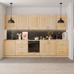 Кухня Венесуэла 320 см из массива сосны со столешницей (10 модулей), в прозрачном лаке