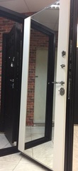 Входная дверь в квартиру Лекс Легион Орех каньон черный кварц с зеркалом №61 Белая шагрень