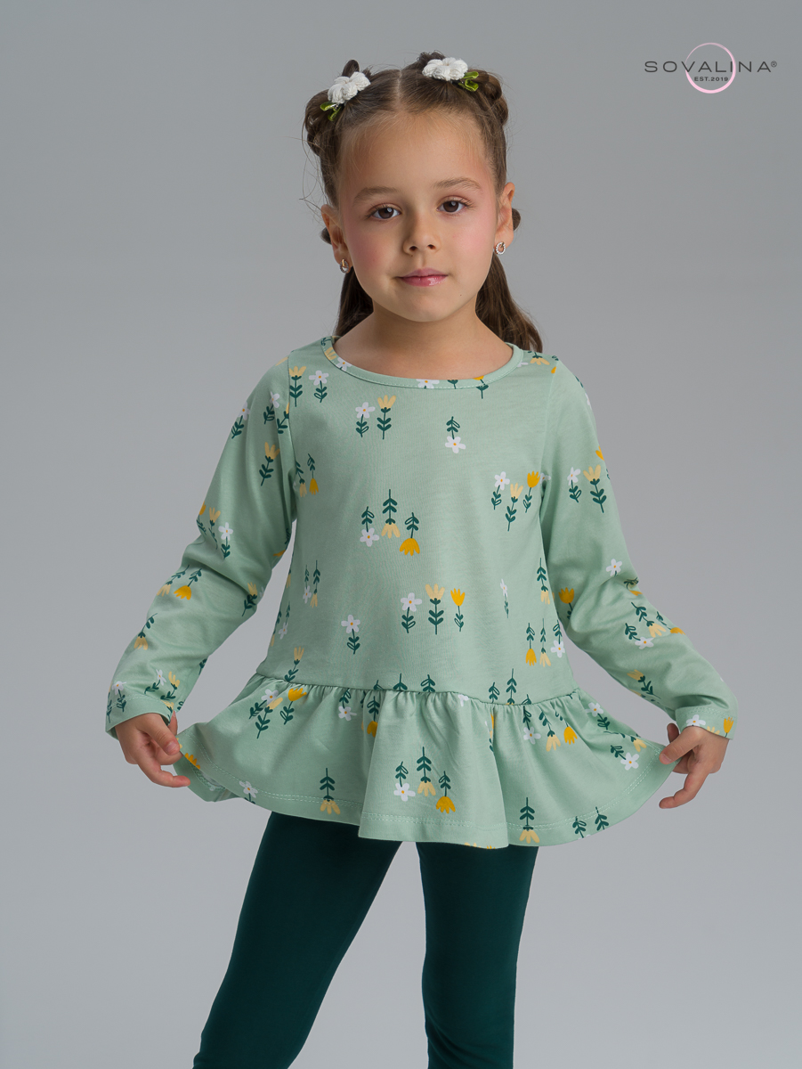 Костюм Алиса SG цветки на оливке-изумруд