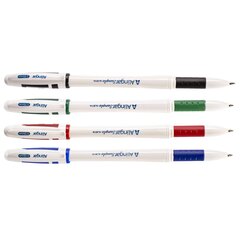 Набор гелевых ручек Alingar, 4 цвета, 0,55мм, резиновый грип, белый, круглый пластиковый корпус, ПВХ чехол, европодвес