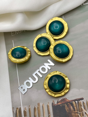 Пуговицы Скиапар. матовое золото с бирюзовым (сине-зеленым) лунным камнем