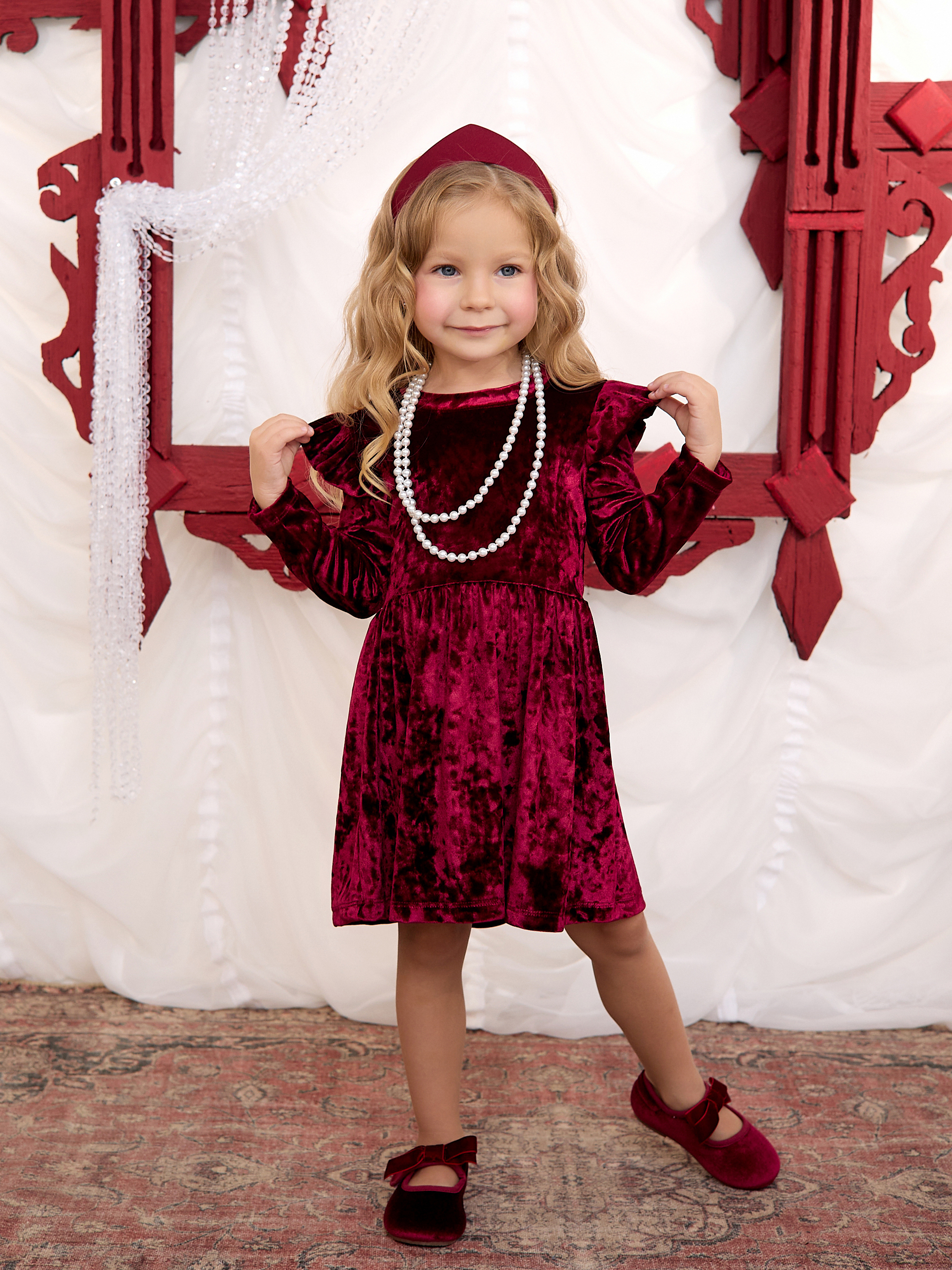 Платье Фея бархат бордо