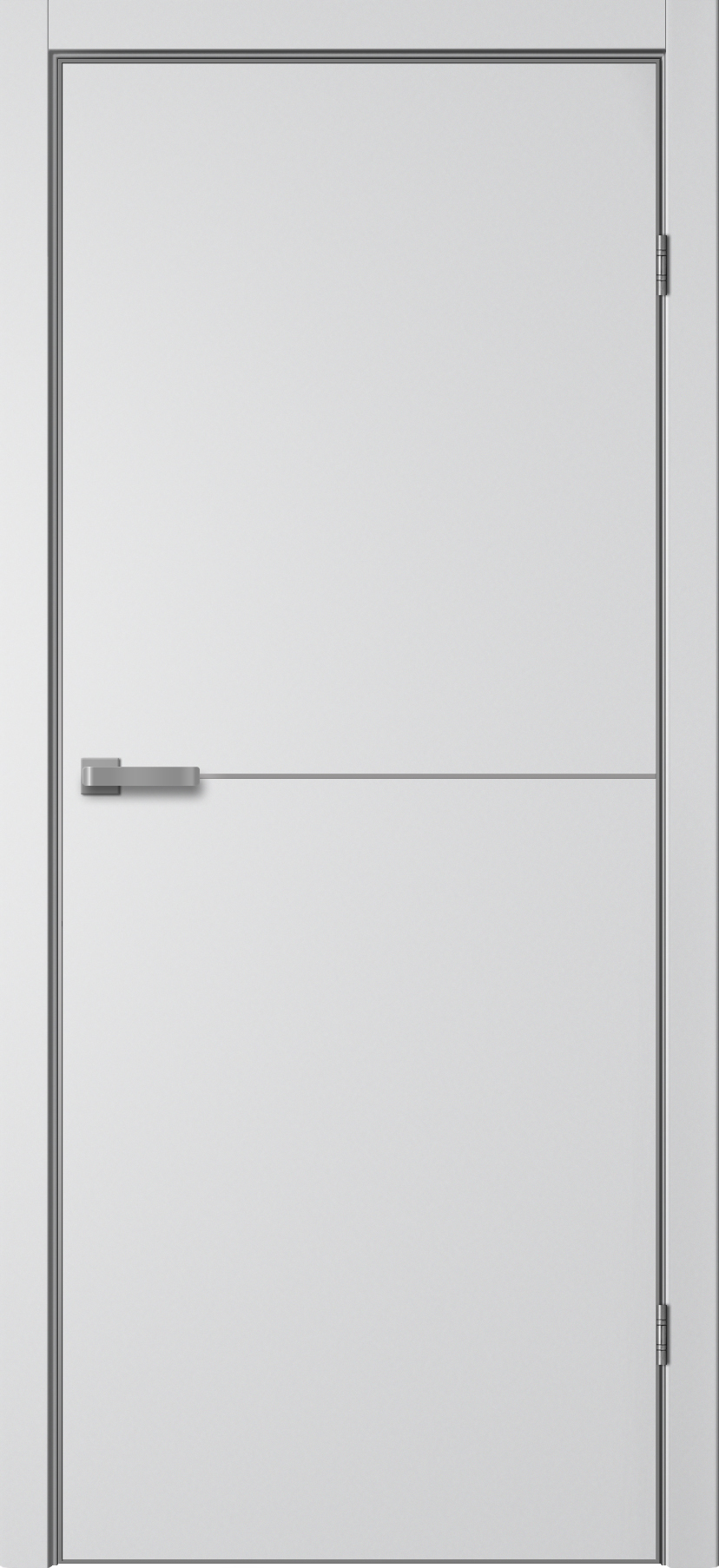 Дверь межкомнатная Сибирь Профиль Тринити TR-05 (алюминиевая кромка с 4х сторон хром + встроенный магнитный замок), цвет сильвер, эмалит, глухая