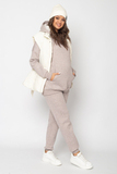 Утепленный спортивный костюм для беременных и кормящих 16025 светлый какао меланж