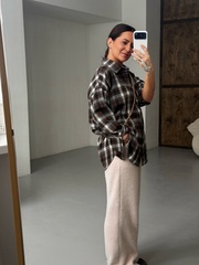 Рубашка в клетку коричневая