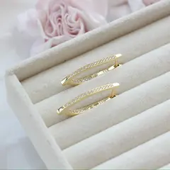 Швензы удлинённые с фианитами 33*3 мм с английским замком, позолота, Ш044