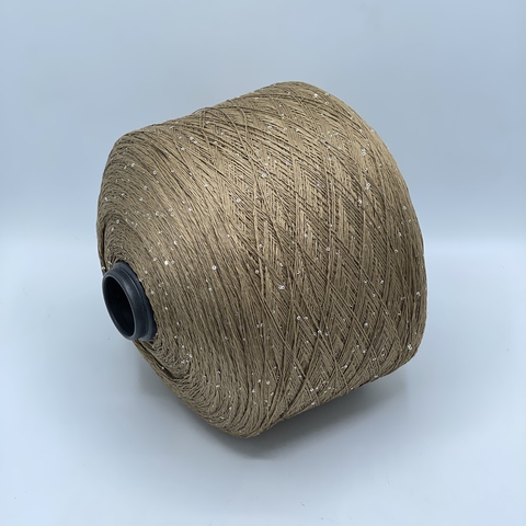 Бобинная пряжа, Linette Pailletes, 450м, 80% Лен, 20% Полиэстер(пайетка), Солома+пайетка. 39436